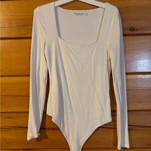 Abercrombie & Fitch Off-White Long Sleeve Bodysuit